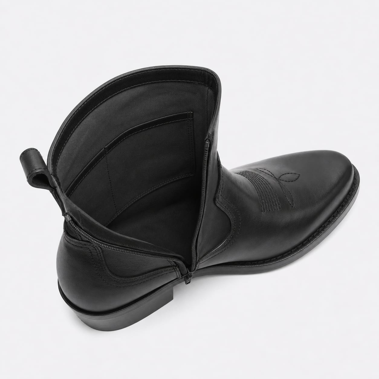 The Tucson Black Leather Western Boot - handcrafted premium leather footwear in Midnight Black - view 4