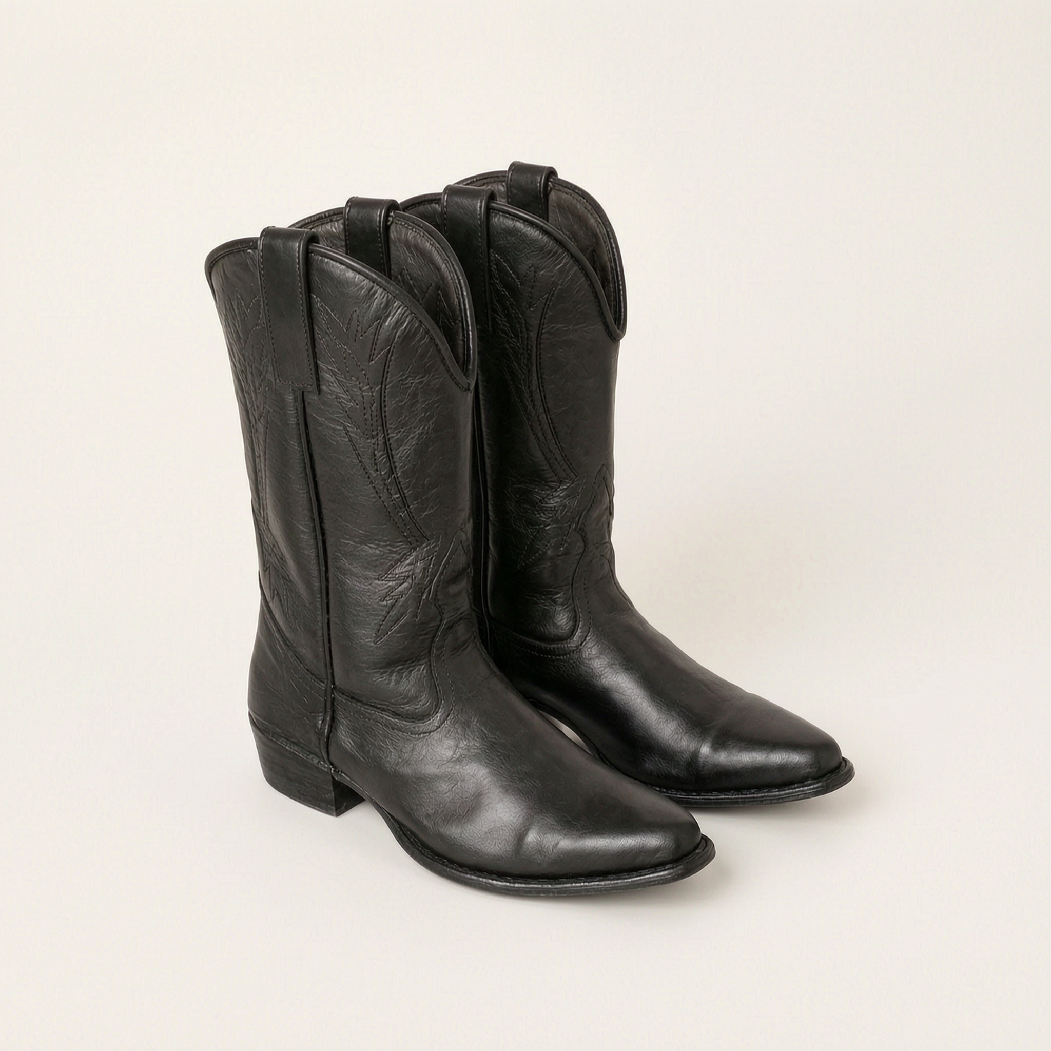The Ranger Black Leather Cowboy Boot - handcrafted premium leather footwear in Matte Black - view 2