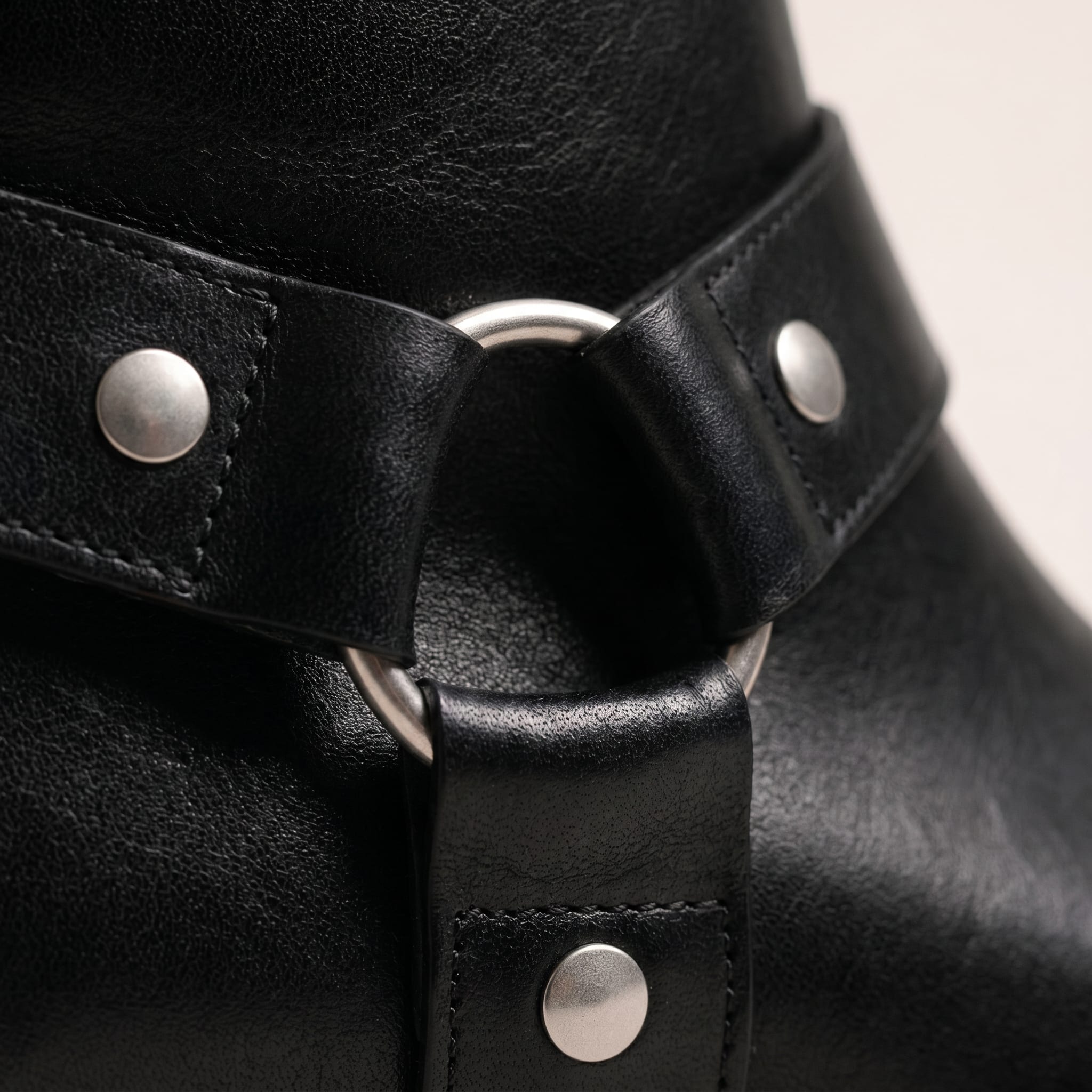 The Rebel Black Leather Harness Boot - handcrafted premium leather footwear in Midnight Black - view 3