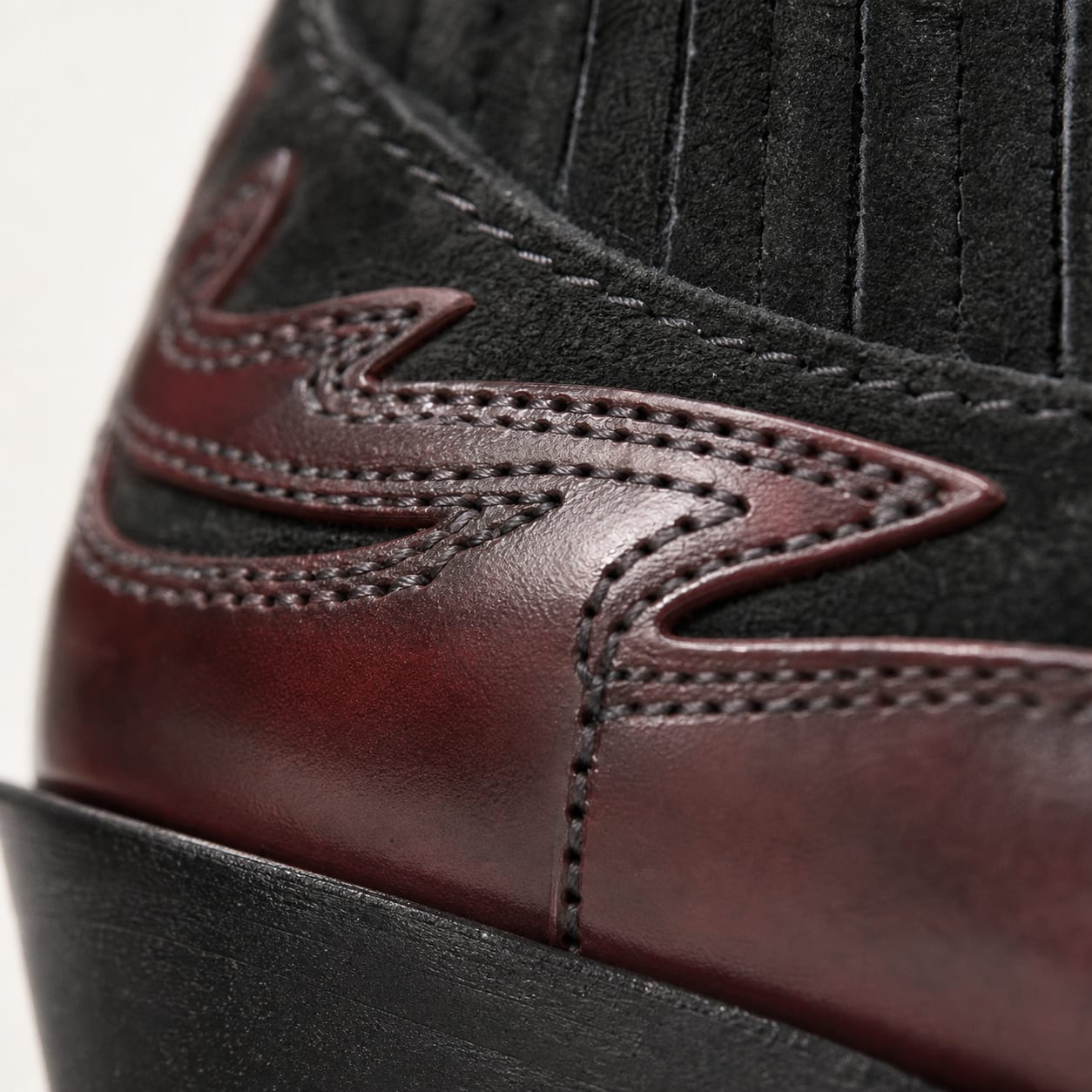 The Outlaw Western Chelsea Boot - handcrafted premium leather footwear in Black Cherry & Suede - view 3