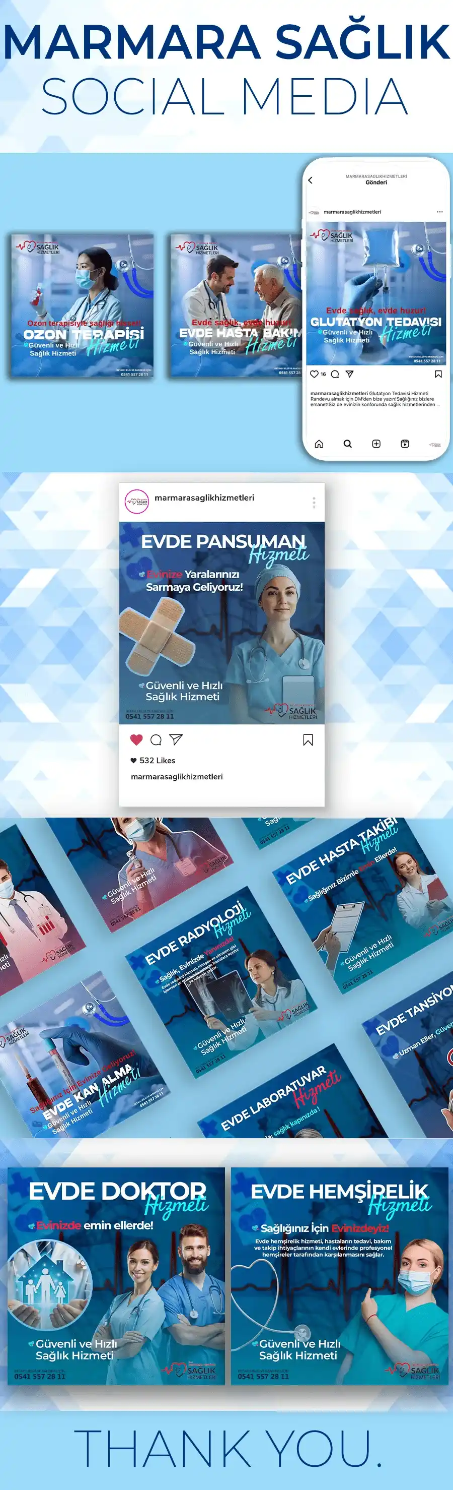 Marmara Evde Sağlık sosyal medya tasarım çalışması