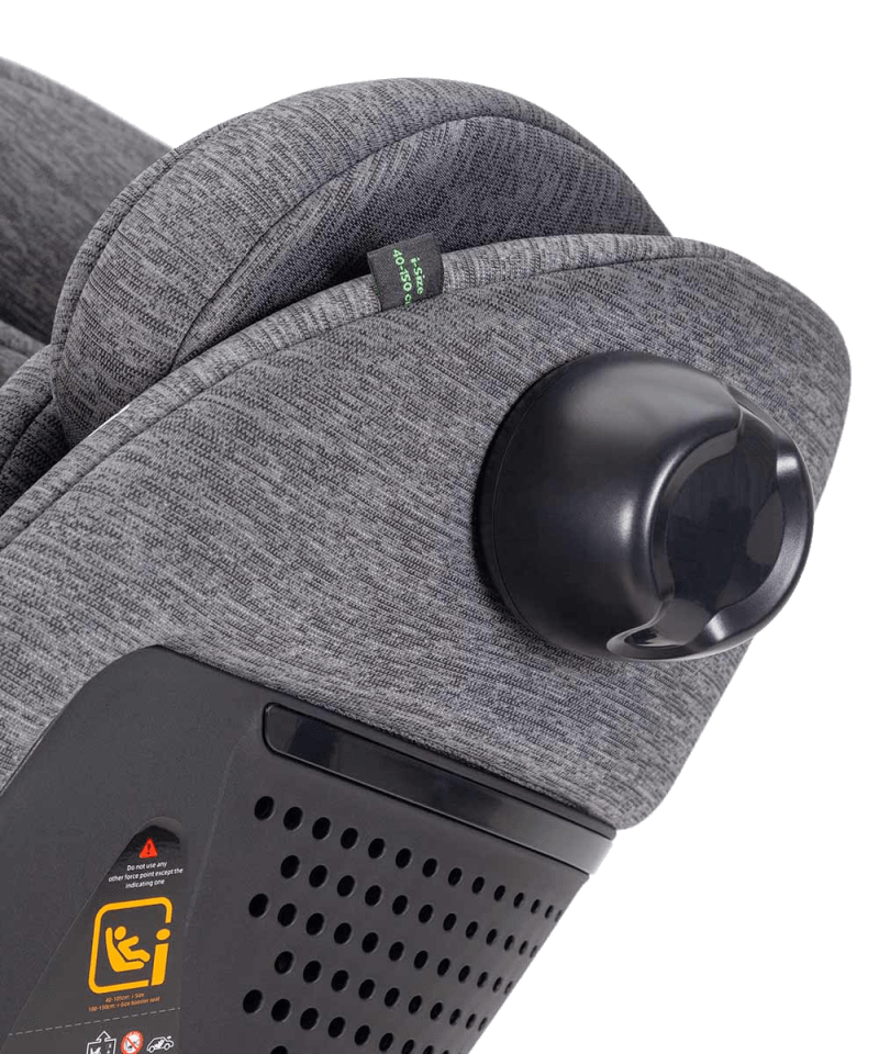CARRELLO Meteorit+ CRL-17515 child car seat with ISOFIX installation, 40-150cm height range, and rotating base for easy access, made from high-quality carbon grey materials
