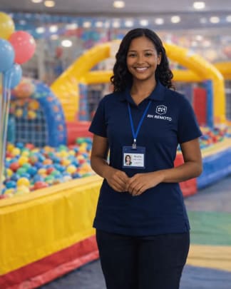 Monitor de brinquedos em evento