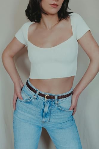 Vue 2 de Ceinture Tressee Fine Pour