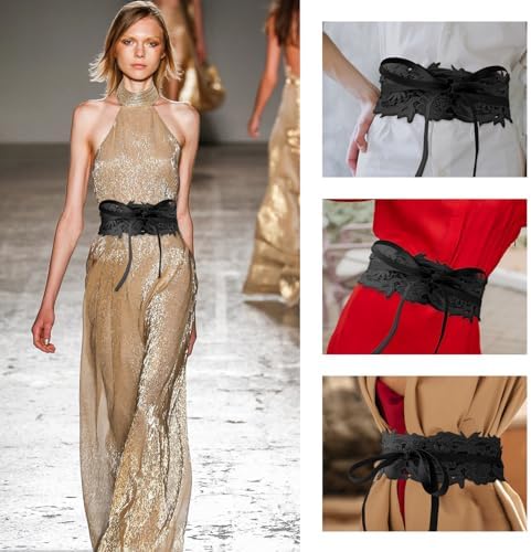 Vue 3 de Ceinture Large En Dentelle