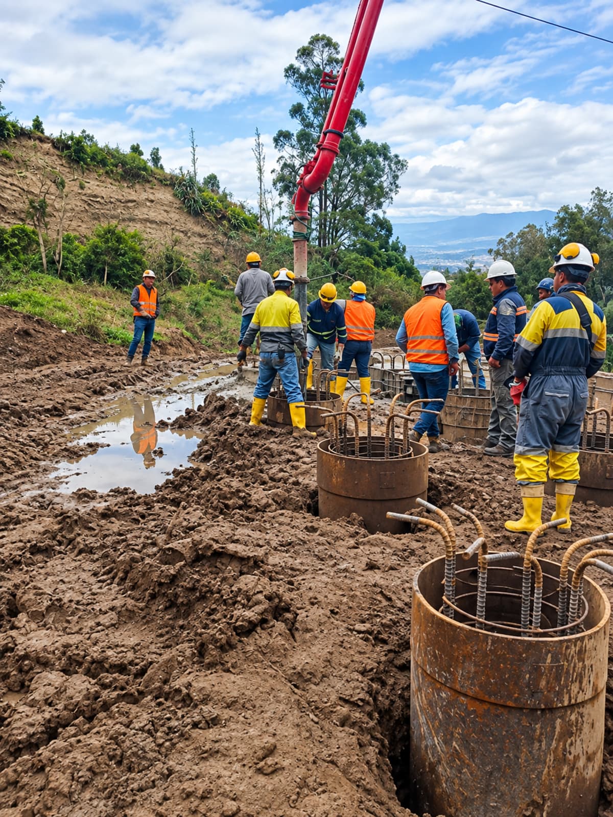 Estructura de pilotaje puente vehicular Río Monjas