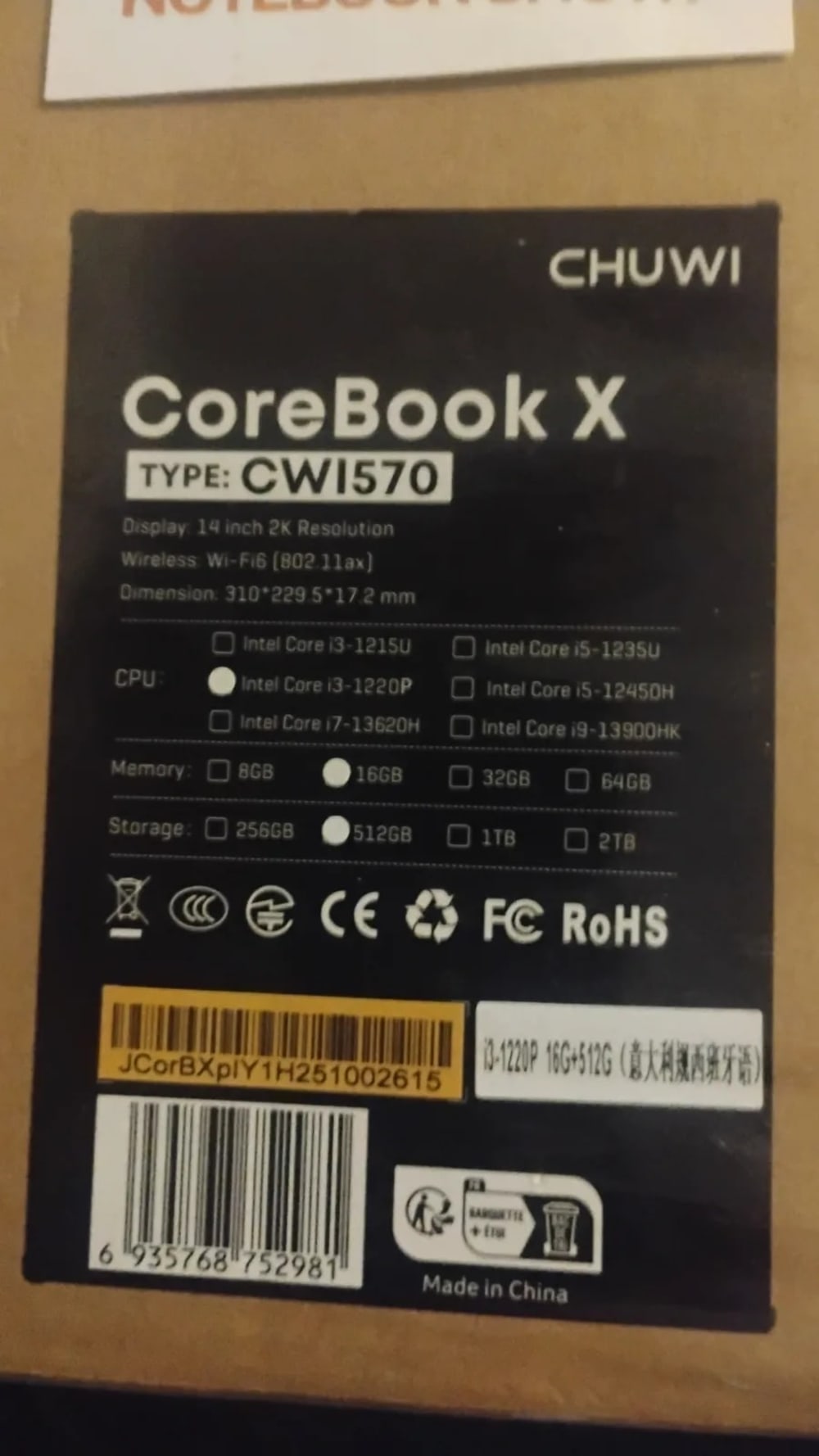 Corebook X i3 12va/16Ram/512SSD,sellado — Electrónica en trueque