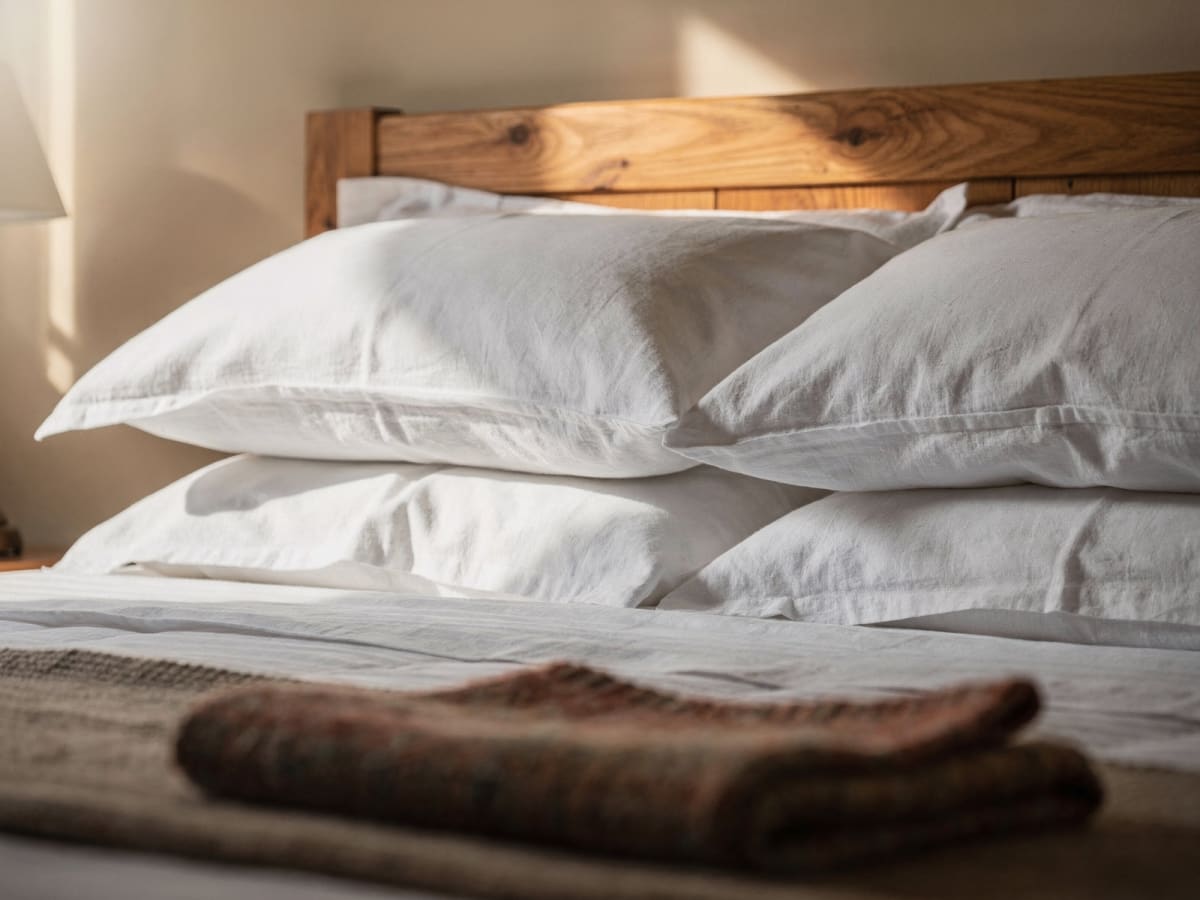 Crisp white linen at Trecove