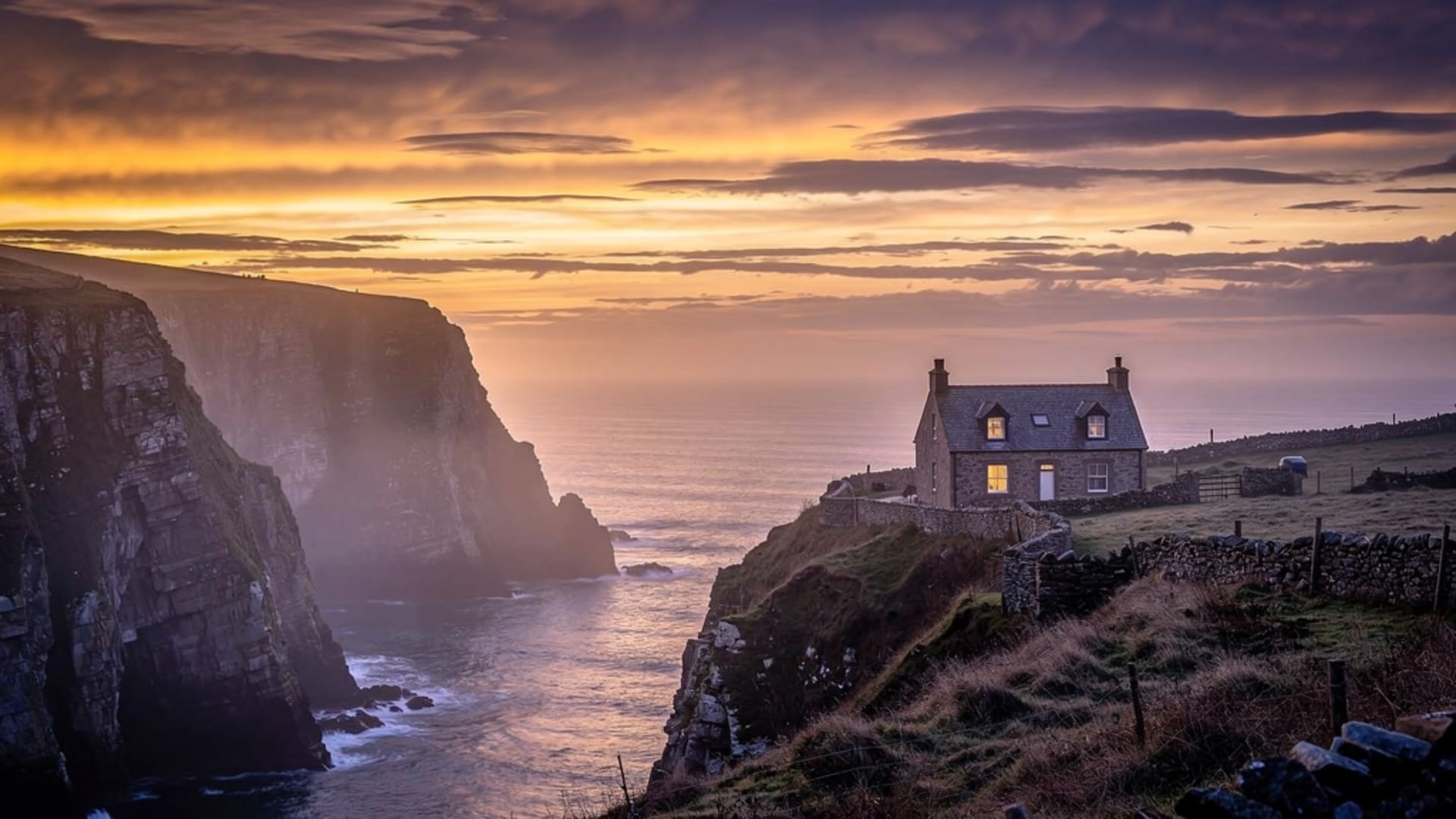 North Cornwall coast at dusk
