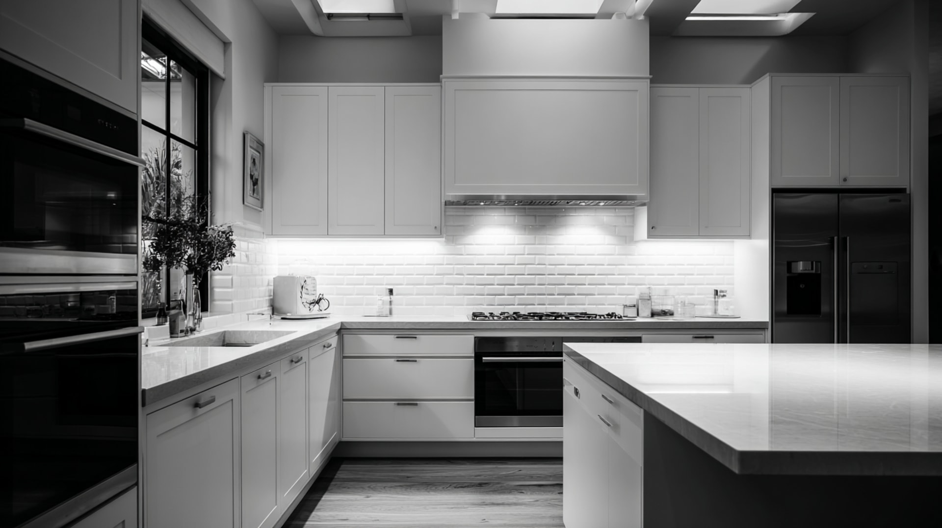 Residential interior with freshly sprayed kitchen doors