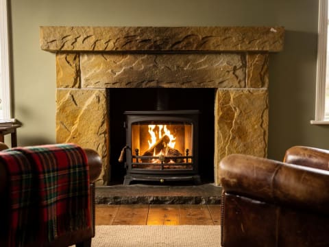 Stone fireplace installation - Masowa & Son, Angus