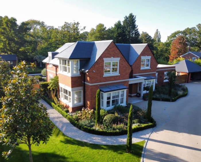 Montrose Landscapes in Surrey - Website Image showing aerial view of completed project in Surrey Hills. 