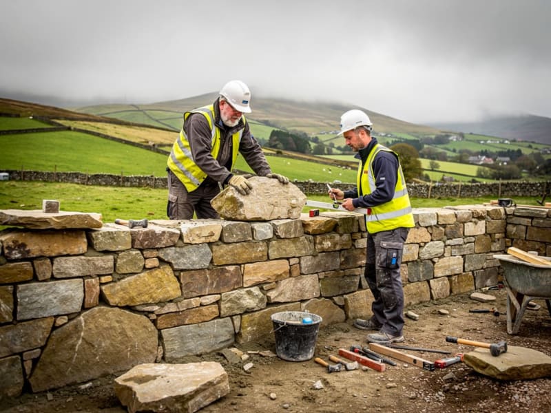 Masowa & Son stonemasons at work on a stonework project in Angus, Scotland