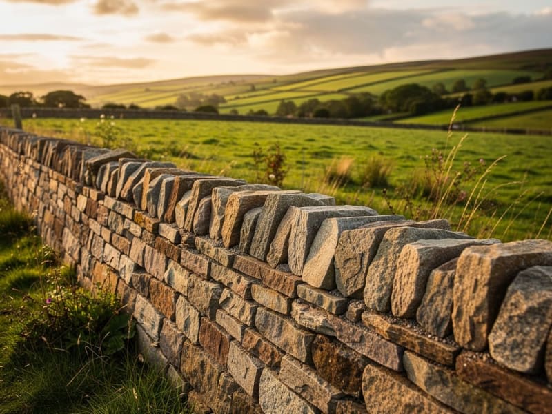 Completed stone wall by Masowa & Son, showing quality craftsmanship in the Angus countryside