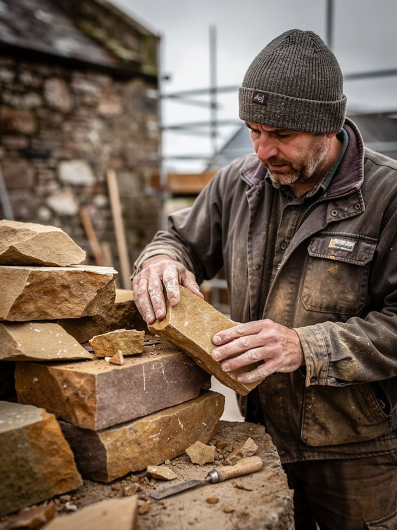 Masowa & Son stonemason selecting natural stone for a project