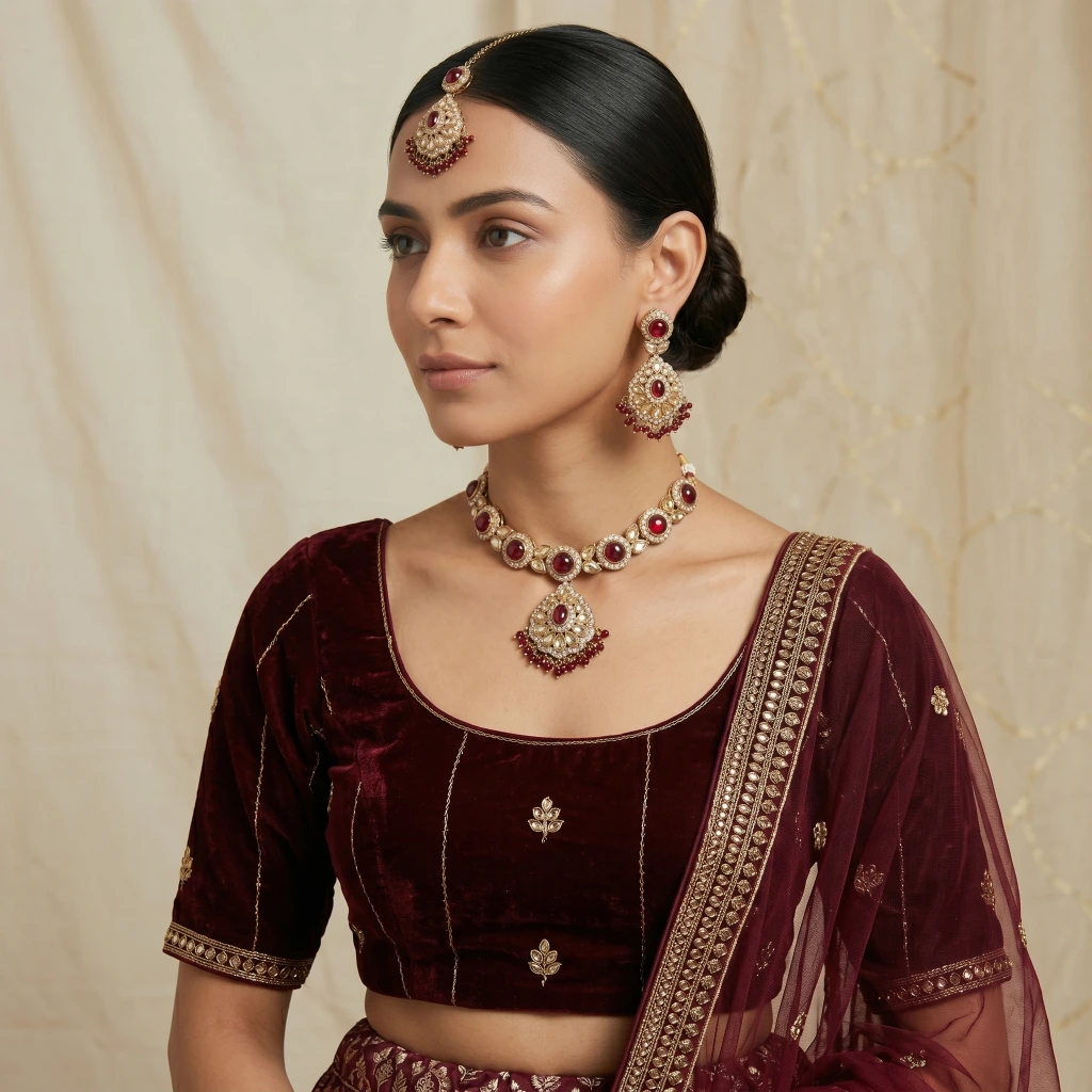 Crimson Royale Antique Gold Jewelry Set image 4