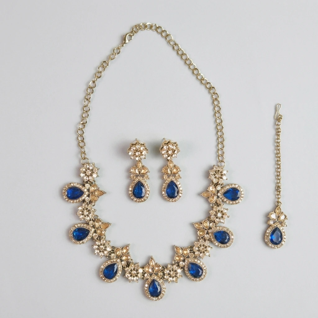 Celeste Sapphire Blue Stone Necklace Set image 2