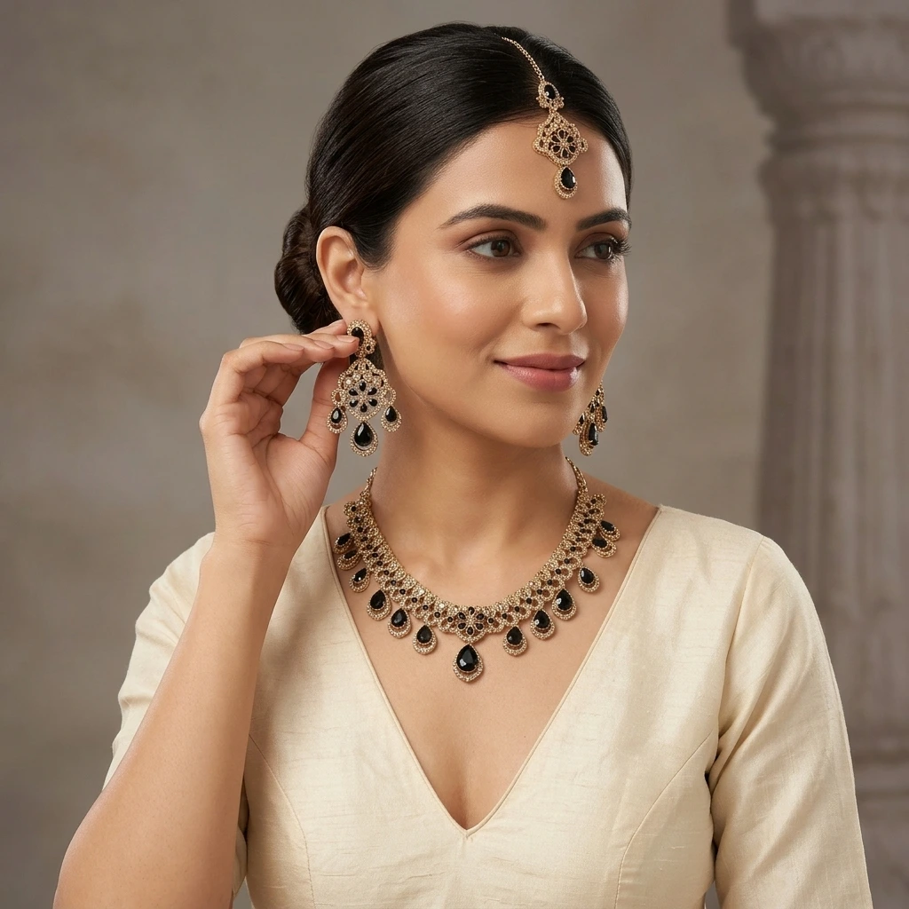 Noir Royale Black Stone Jewelry Set