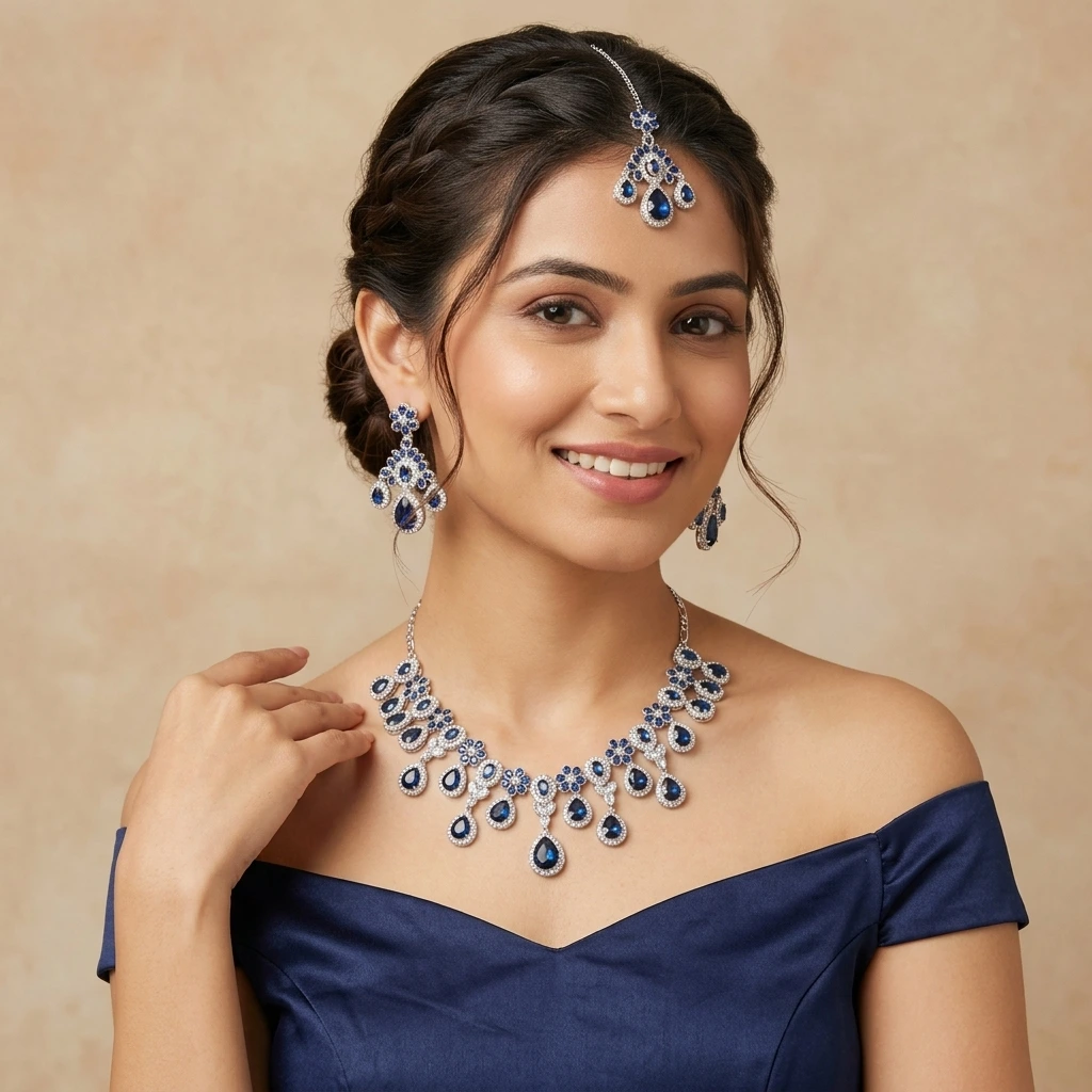 Midnight Royale Silver and Blue Jewelry Set image 4