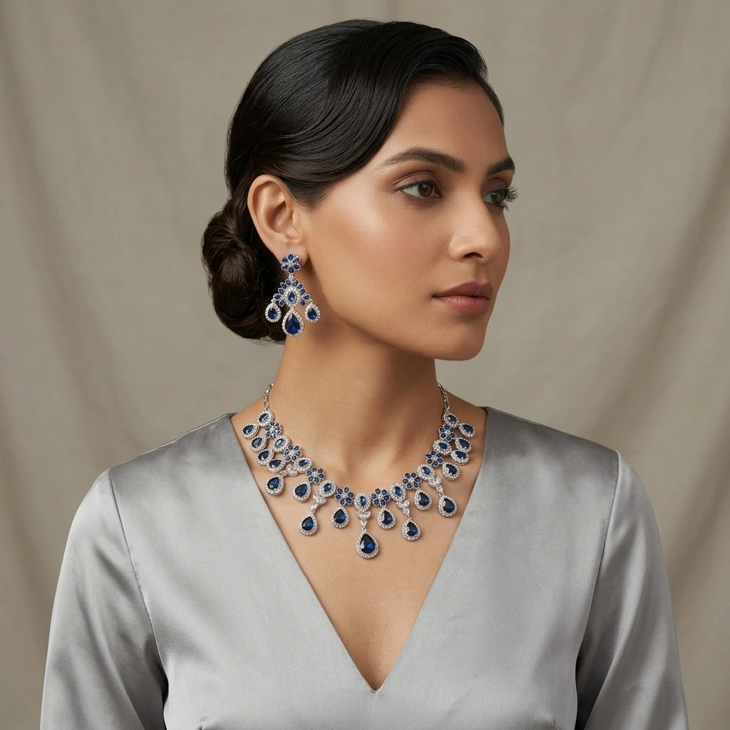 Midnight Royale Silver and Blue Jewelry Set image 3