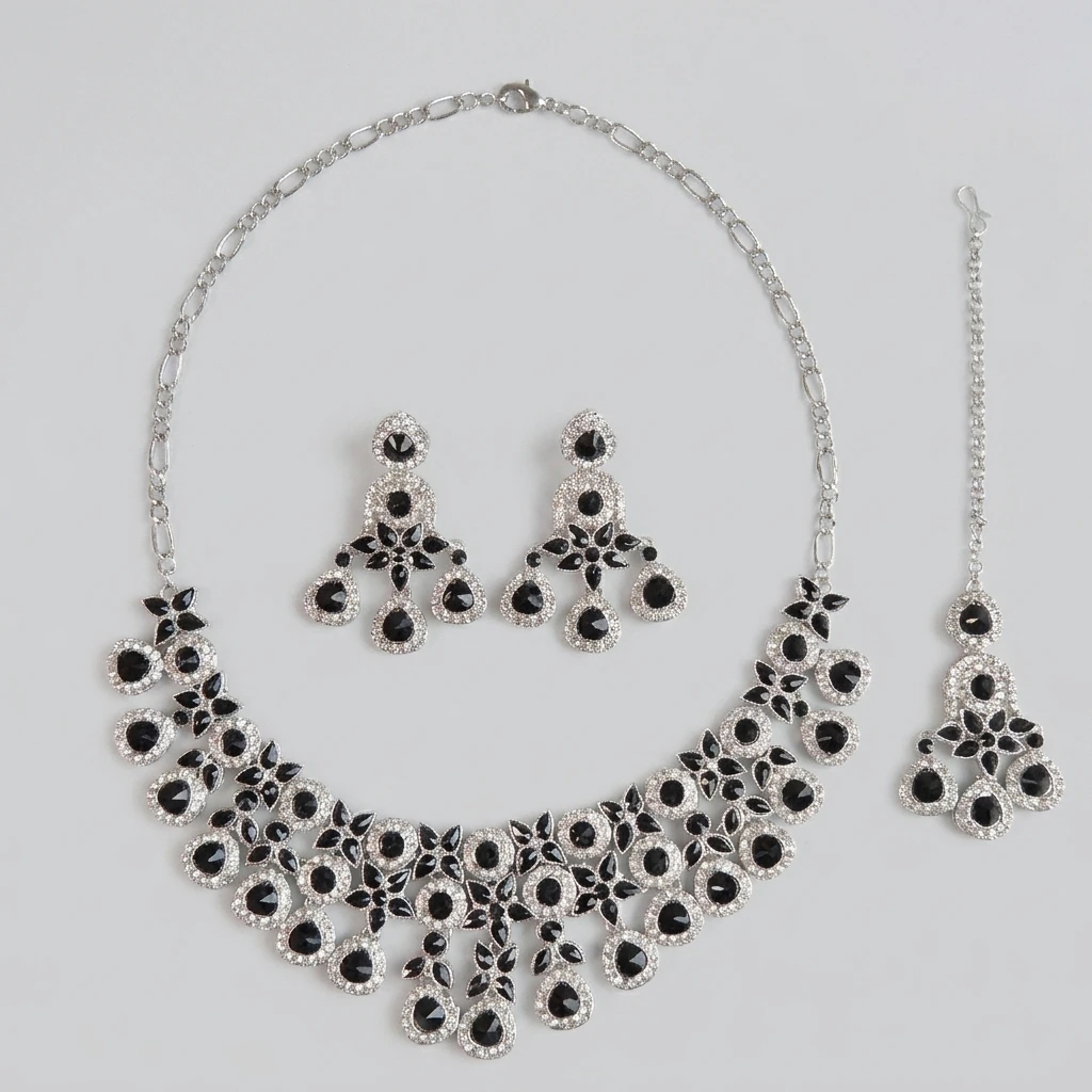 Noir Brilliance Silver & Black Jewelry Set image 2