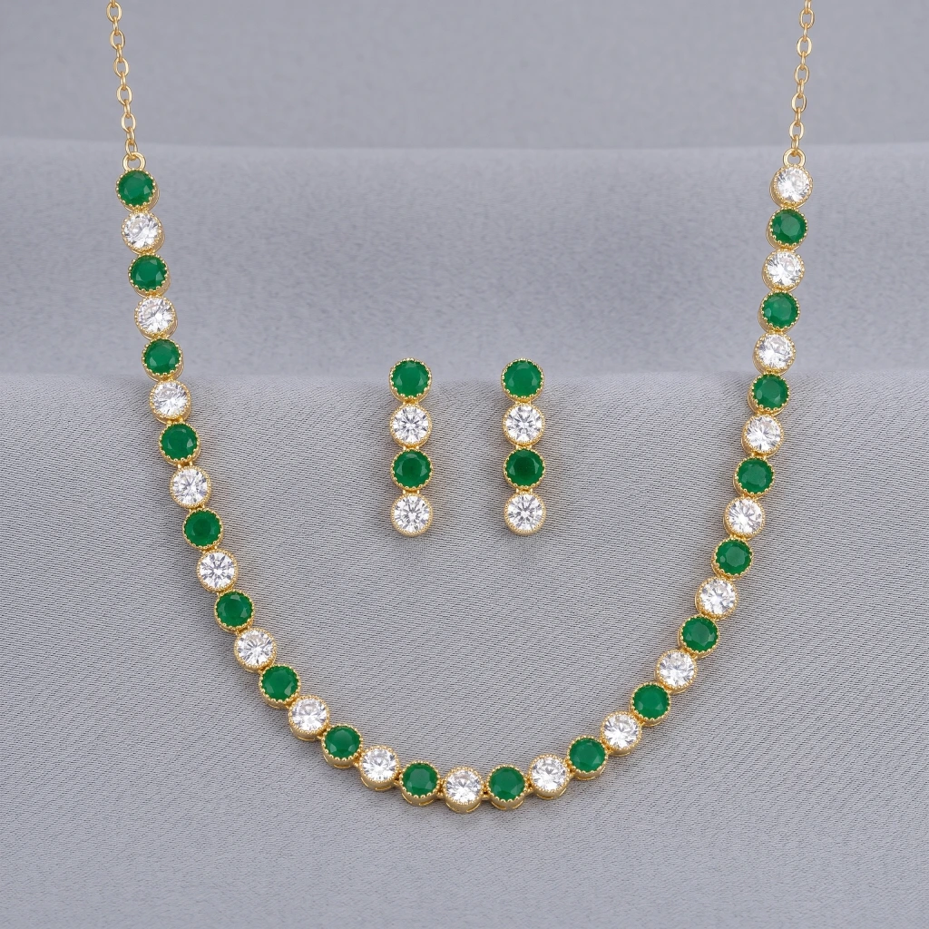 Luxe Emerald Minimal Necklace Set image 1