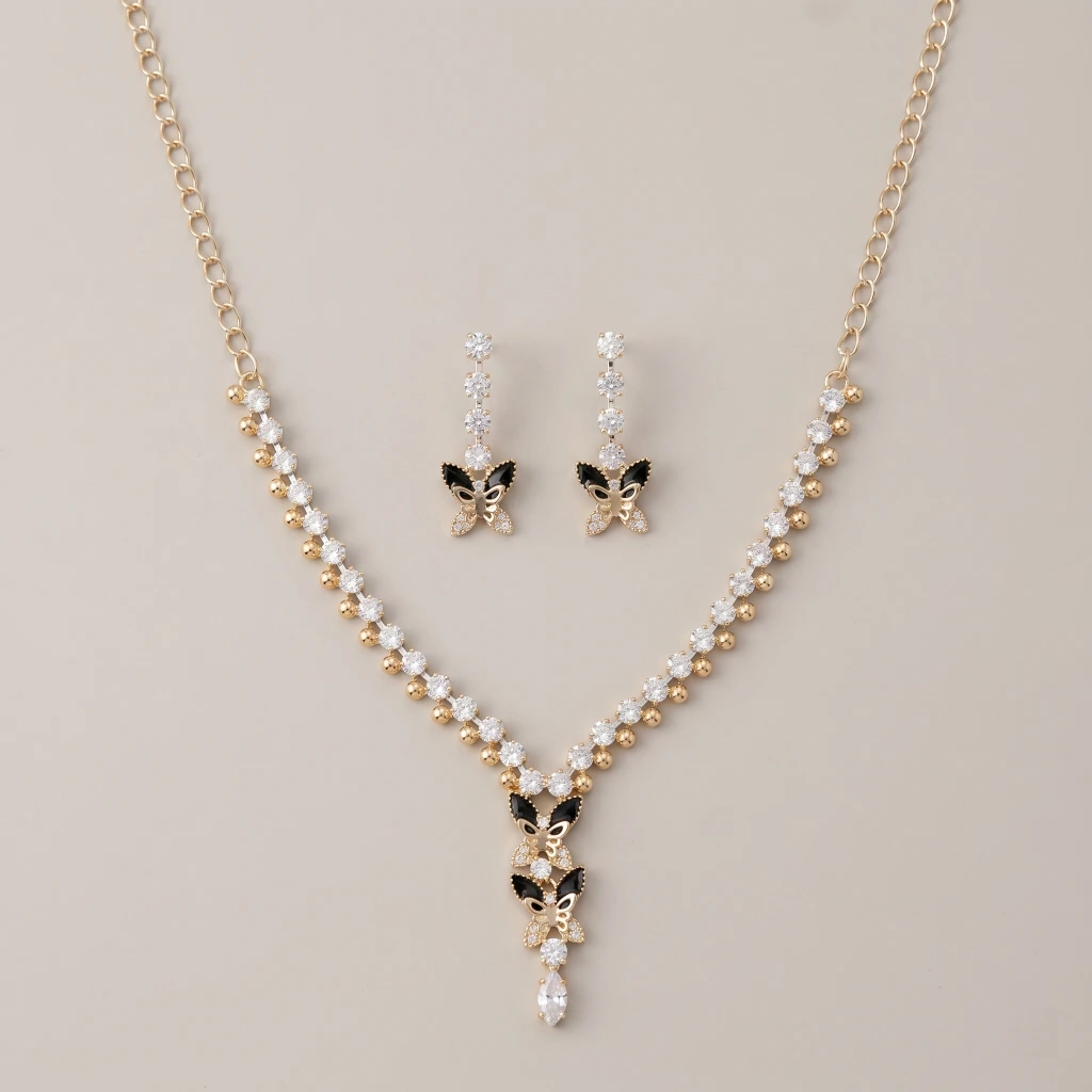 Aura Black Butterfly Gold Jewelry Set  image 2