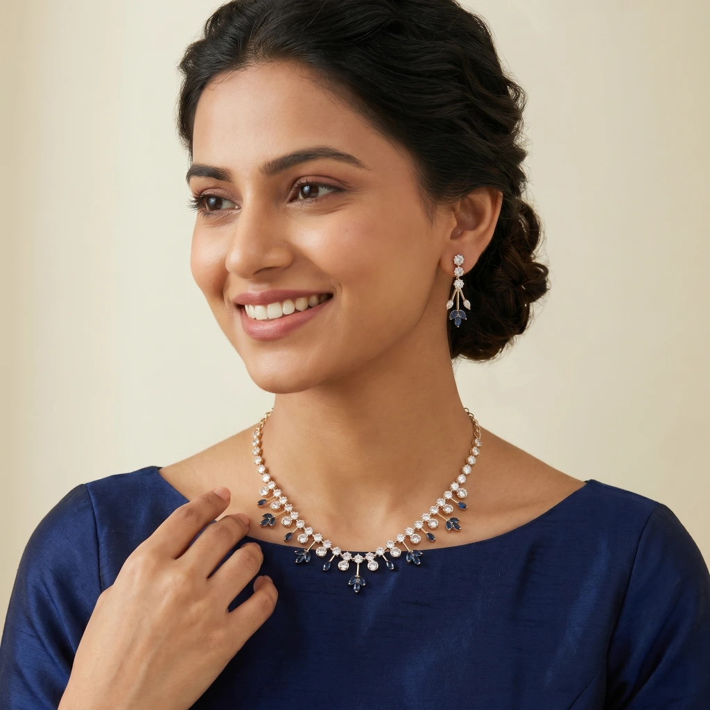 Sapphire Seraphina Set Necklace & Earring Set image 3