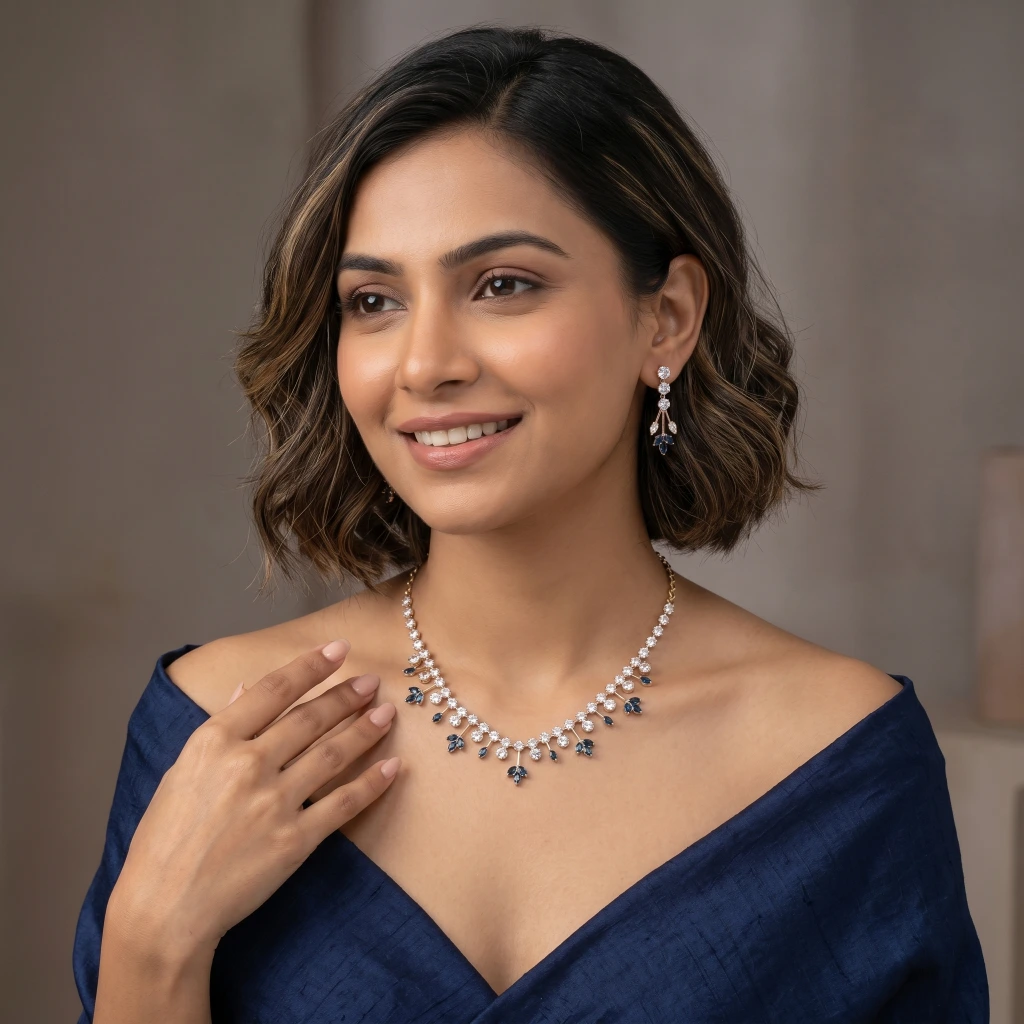 Sapphire Seraphina Set Necklace & Earring Set image 2