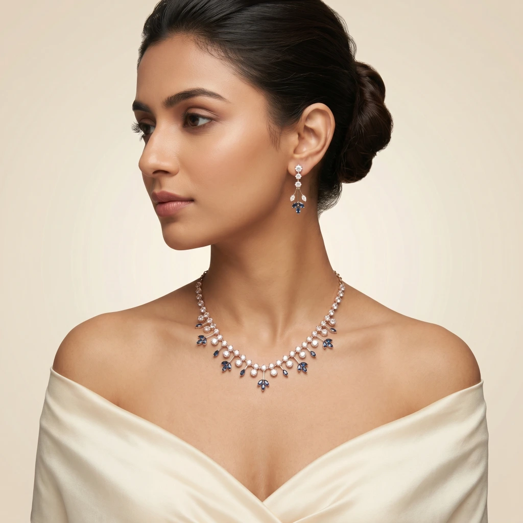 Sapphire Seraphina Set Necklace & Earring Set image 4