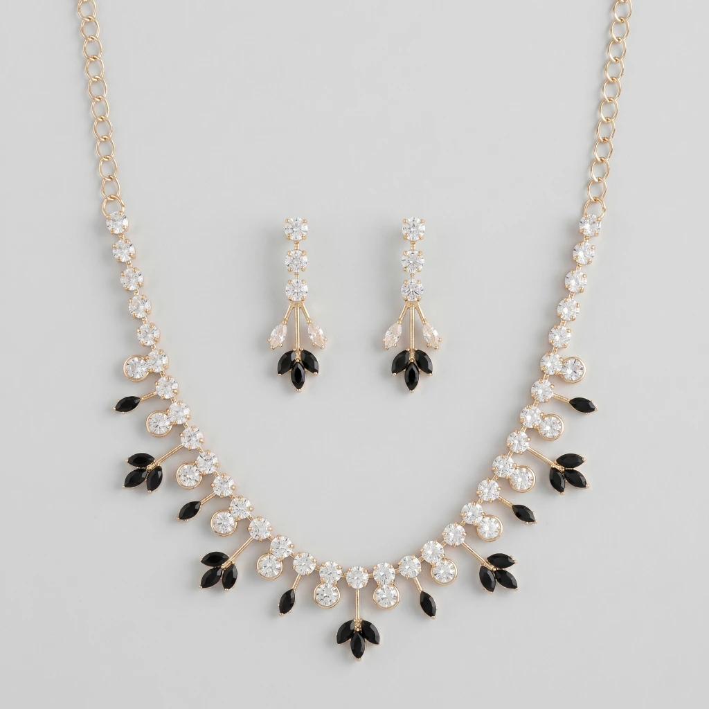 Aura Black & Gold Suite Gemstone Necklace Set image 2