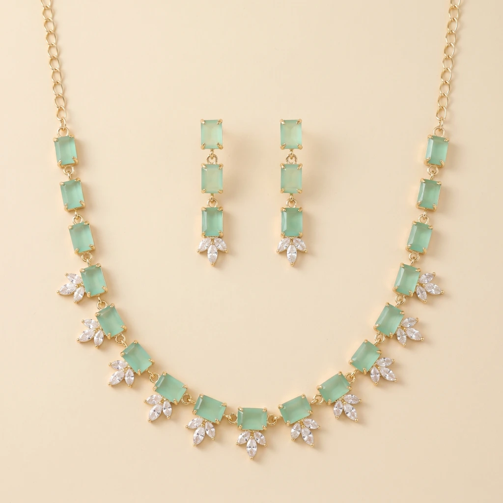 Ishani Mint Suite Necklace Set image 2