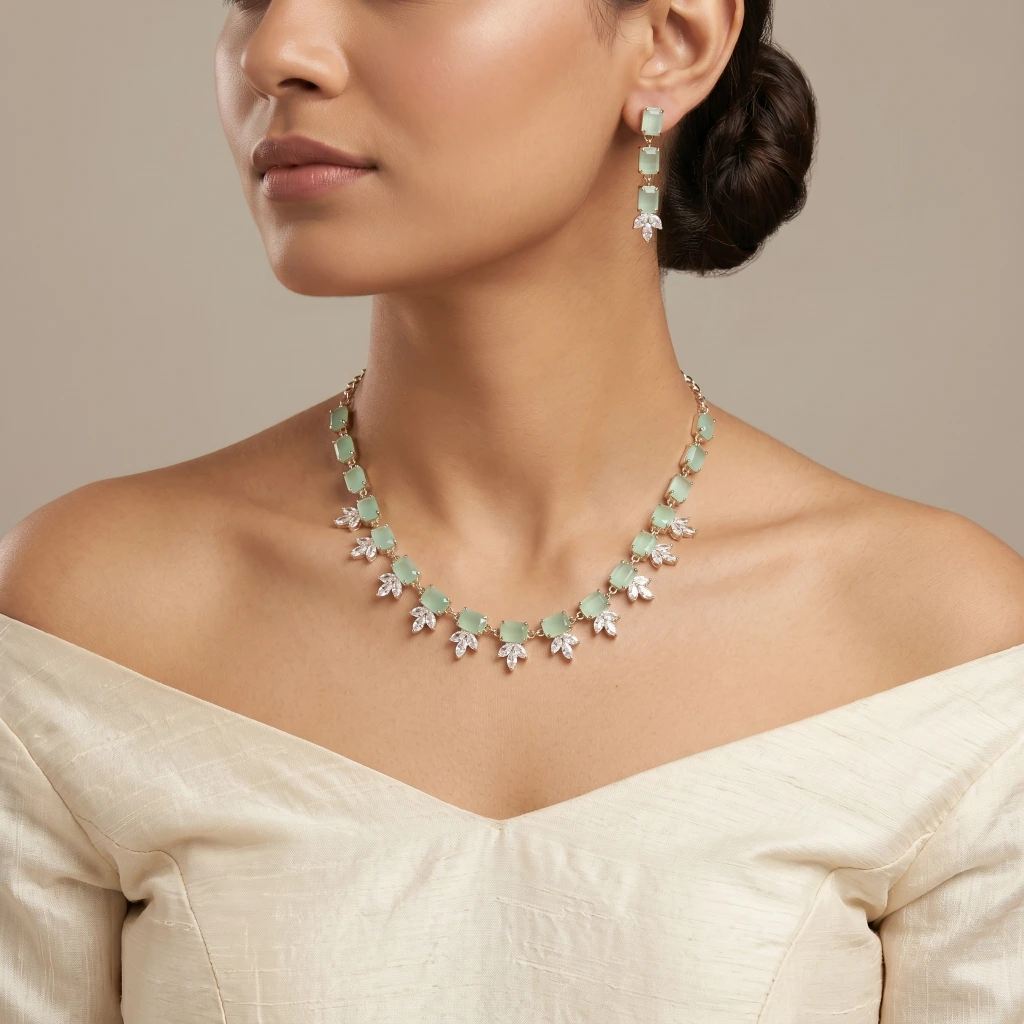 Ishani Mint Suite Necklace Set image 3