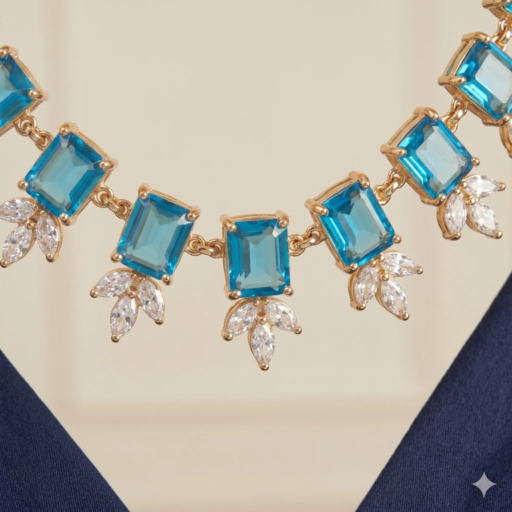 Aradhya Sapphire Suite Necklace Set image 4