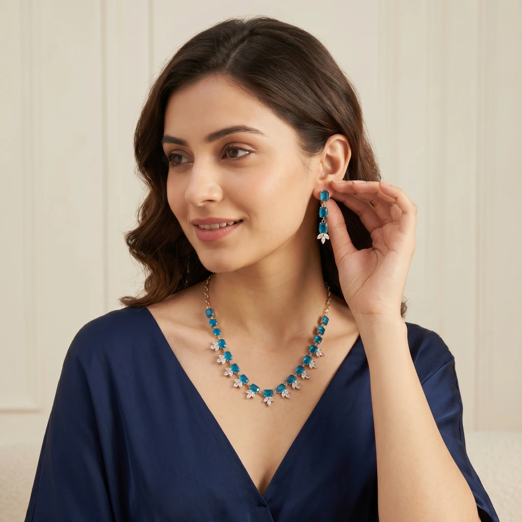 Aradhya Sapphire Suite Necklace Set image 3