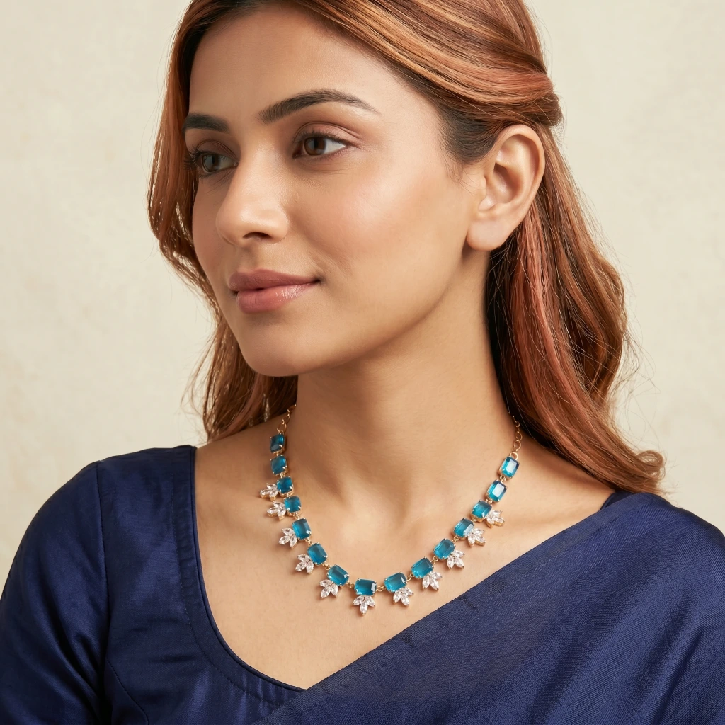Aradhya Sapphire Suite Necklace Set