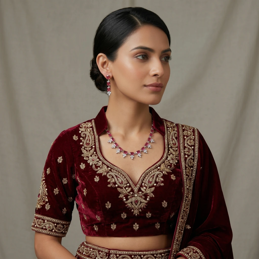 Advika Ruby Suite Necklace Set image 4