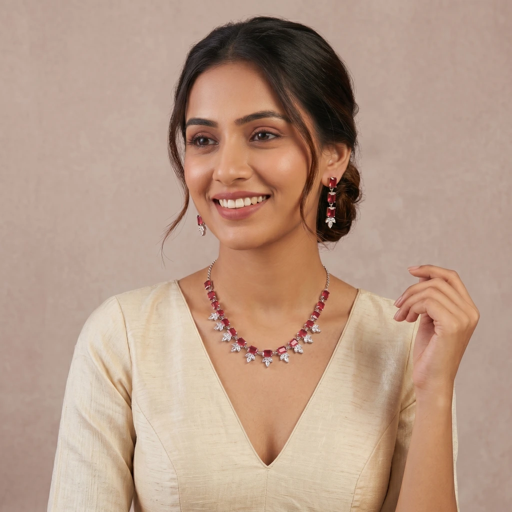 Advika Ruby Suite Necklace Set image 3
