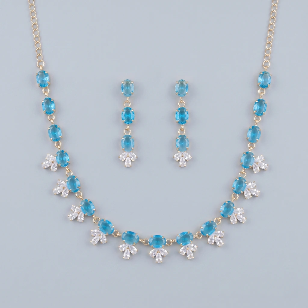Ananya Aquamarine Suite Necklace Set