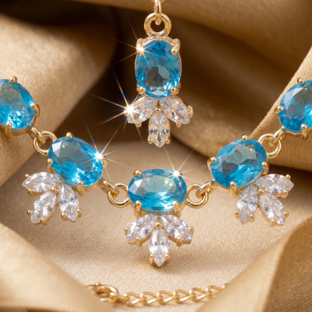 Ananya Aquamarine Suite Necklace Set image 4