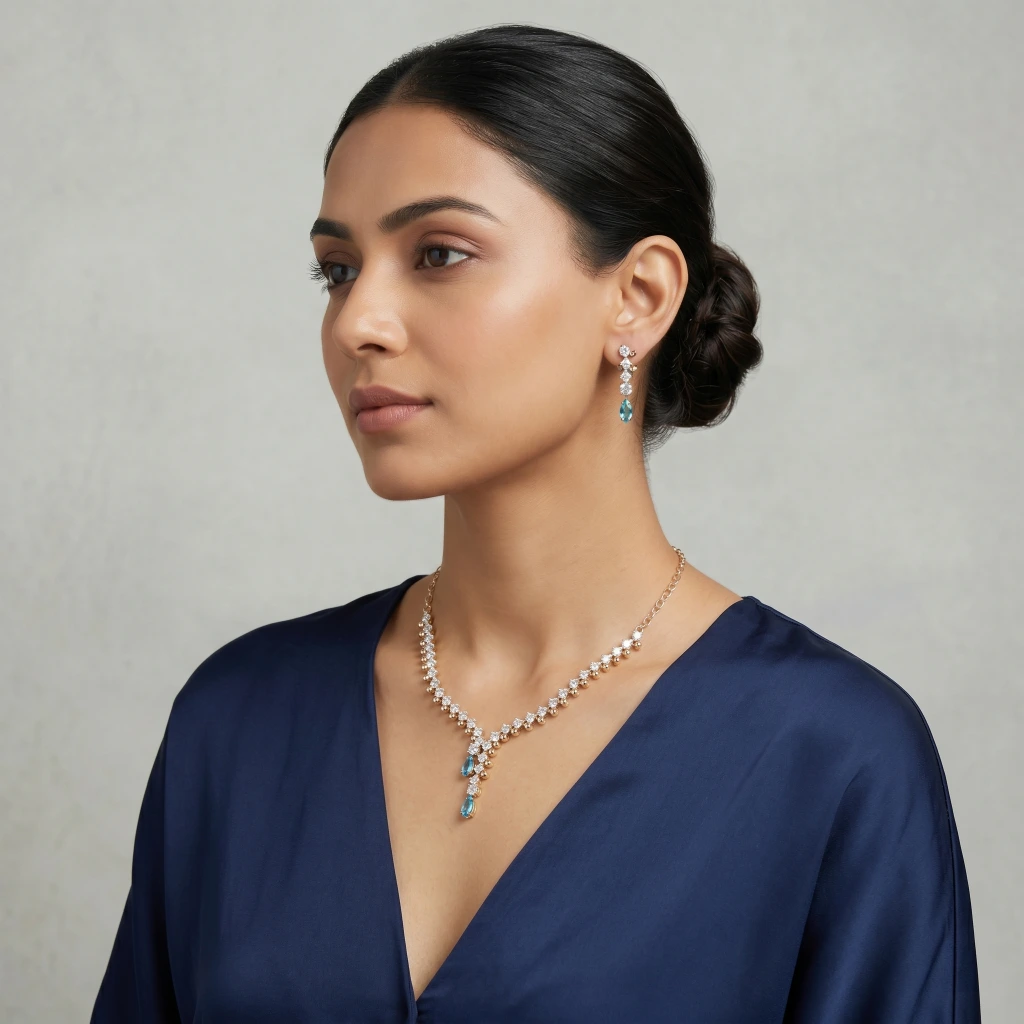 Meera Azure Royale Suite Necklace Set  image 2
