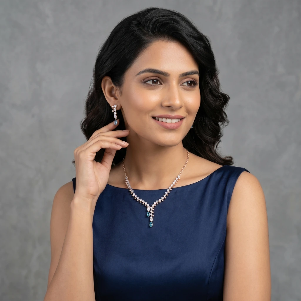 Meera Azure Royale Suite Necklace Set  image 3