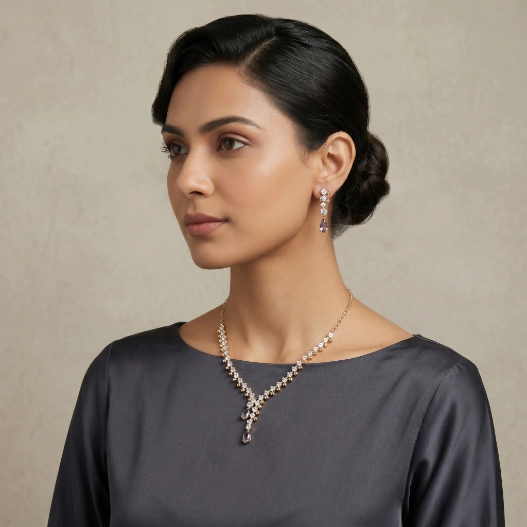 Jhiya Plum Necklace Set  image 3