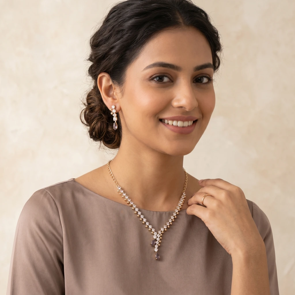Jhiya Plum Necklace Set  image 2