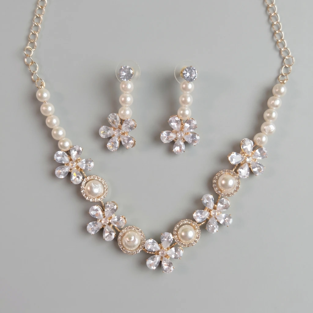 Lavanya Pearl Flora Necklace Set image 2