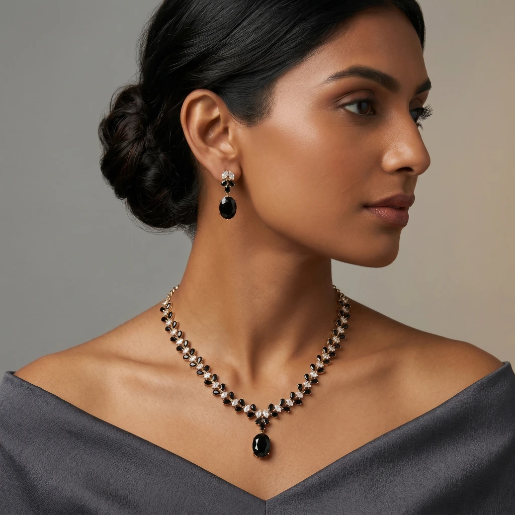 Veda Noir Royale Necklace Set image 3