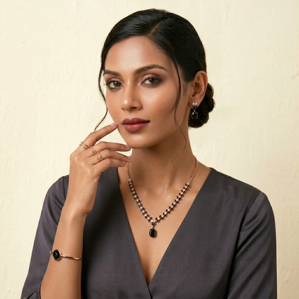 Veda Noir Royale Necklace Set image 5