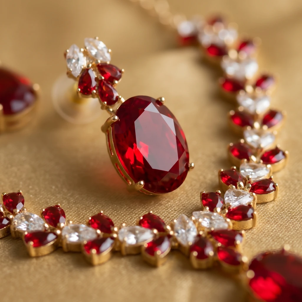 Dakshina Ruby Royale Necklace & Earring Set image 5