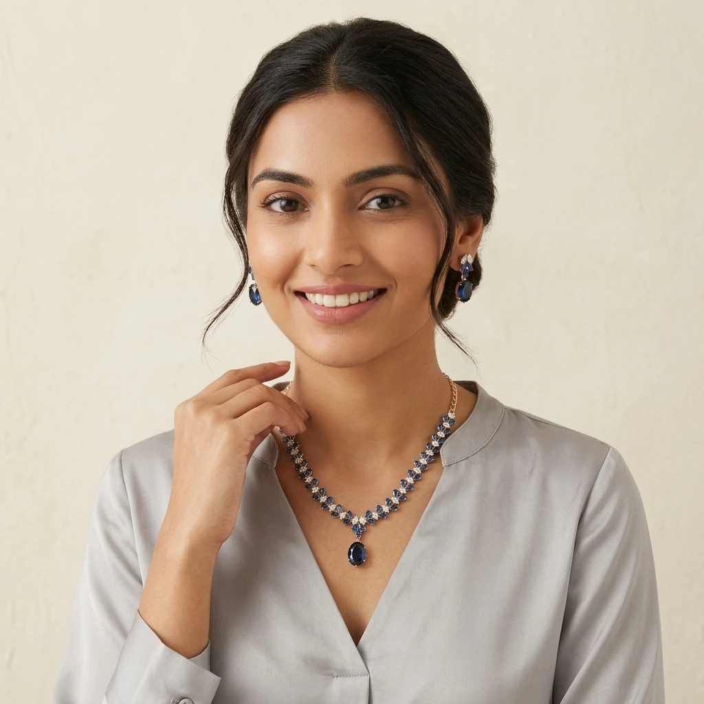 Amrutha Azure Royale Necklace Set image 4