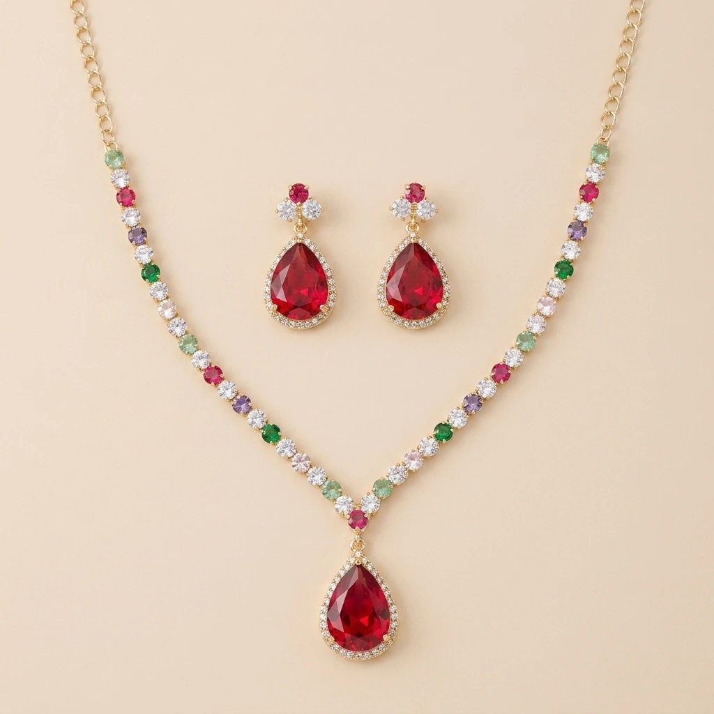 Ishani Navratna Royale Necklace Set image 2